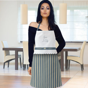 Stylische blaue und beige gestreifte Küchenschürze Schürze