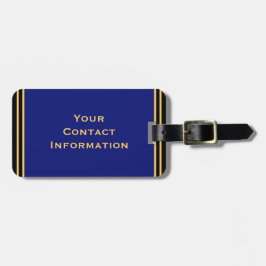 Stylische Blue Gold Letters Stripes Custom Bag ID Gepäckanhänger