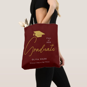 Stylische bordeauxrote personalisierte Abschlussta Tasche