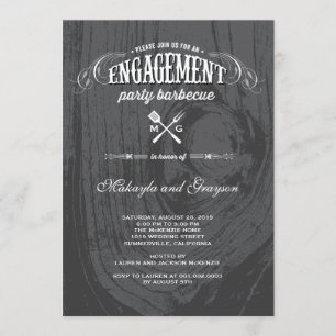 Stylische Country Rustic Wood Engagement Party GRI Einladung