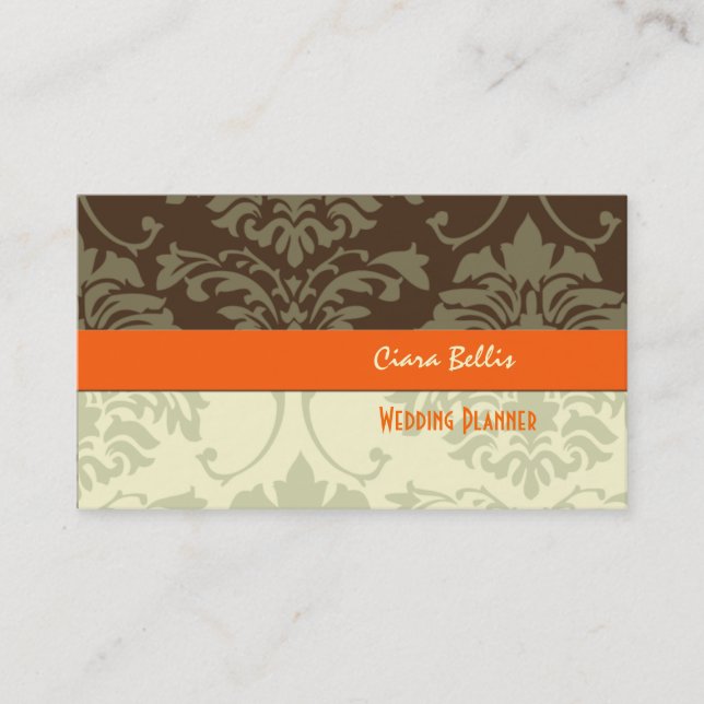 Stylische Damask, Hochzeitsplaner Visitenkarten Visitenkarte (Vorderseite)