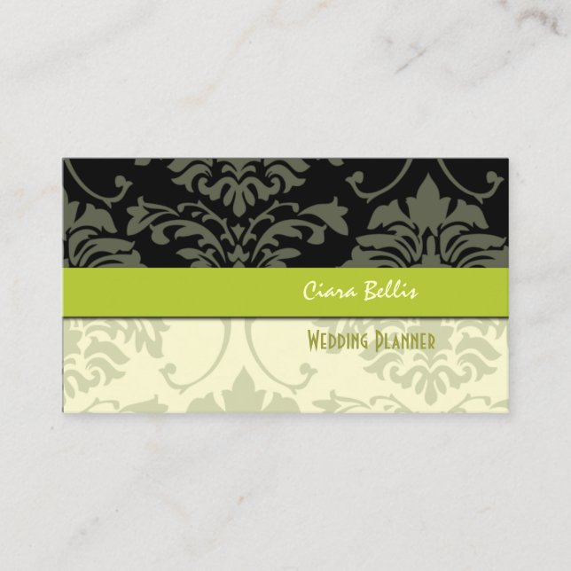 Stylische Damask, Hochzeitsplaner Visitenkarten Visitenkarte (Vorderseite)