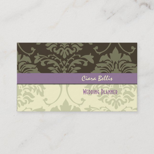 Stylische Damask, Hochzeitsplaner Visitenkarten Visitenkarte (Vorderseite)