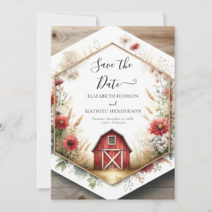 Stylische Digital Barnyard Wedding Save The Date