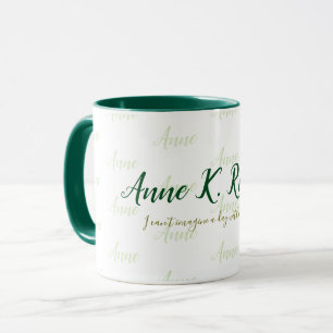stylische feminine handgeschriebener Name grün wei Tasse