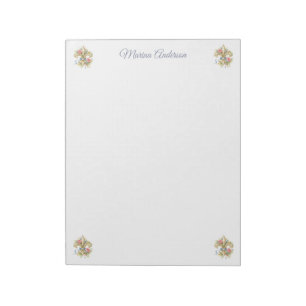 Stylische florale Fleur de Lys Personalisierter N Notizblock