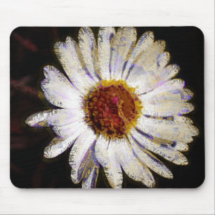 Stylische Funky Abstrakt Daisy White Blume Art Mousepad