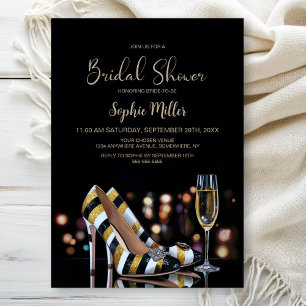 Stylische gestreifte High Heels Brautparty Einladung