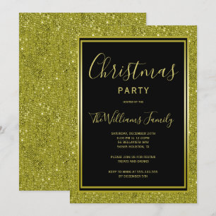 Stylische goldene Glitter, goldgerahmte Weihnachts Einladung