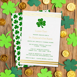 Stylische Goldfolie St. Patrick's Day Party Echt Folieneinladung
