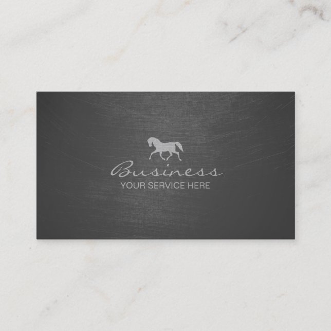 Stylische Graue Scratched Texture Horse Business C Visitenkarte (Vorderseite)