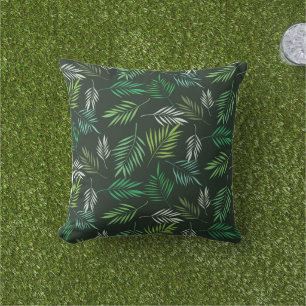 Stylische grüne tropische Palmwedel im Sommer Kissen