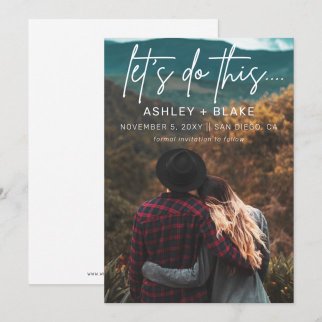 Stylische handgeschriebene Kalligraphie Save the D Save The Date (Vorne/Hinten)