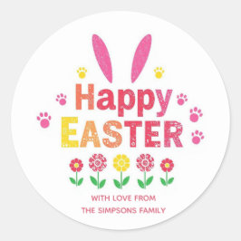 Stylische Hasenohren Frohe Ostern Runder Aufkleber