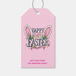 Stylische Hasenohren rosa Frohe Ostern Geschenkanhänger