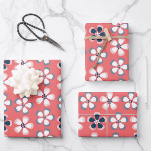 Stylische Hawaiianische Blumenmuster Niedlich Cora Geschenkpapier Set