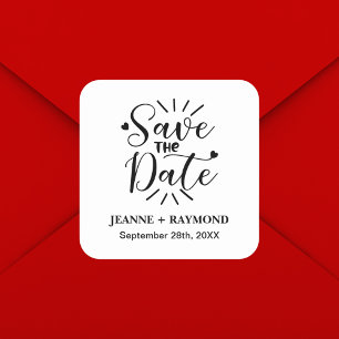 Stylische Kalligrafie Hochzeit "Save the Date" Quadratischer Aufkleber