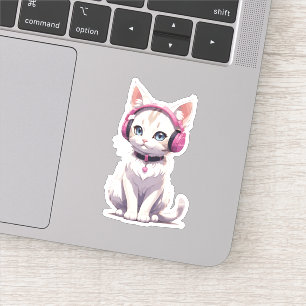 Stylische Katze in Kopfhörer-Trends Aufkleber