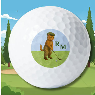 *Stylische Katze spielt Golf Personalisiert Golfball