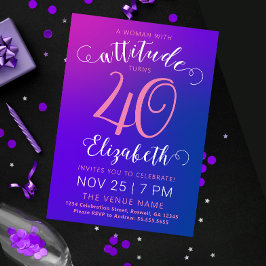 Stylische Lady Forty Modern Blue Gradient Einladun Feiertagskarte