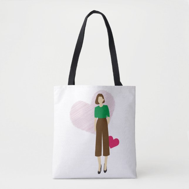 Stylische Lady & Heart T - Shirt - Moderne feminin Tasche (Vorderseite)