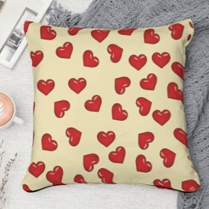 Stylische Liebe : rotes Herz-Muster auf Gelb Kissen