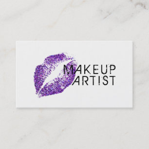 Stylische lila Glitter-Lippen Makeup-Artist Visitenkarte