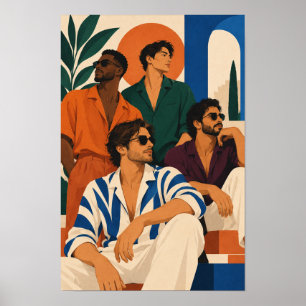 Stylische Männer in farbenfroher moderner Mode Wan Poster