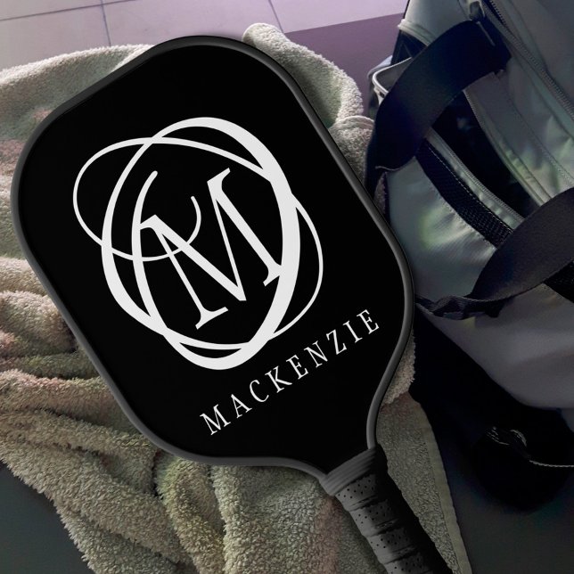 Stylische, moderne Monogram-Bezeichnung - benutzer Pickleball Schläger (Von Creator hochgeladen)