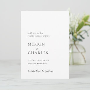 Stylische moderne schwarze und weiße Hochzeit Save The Date