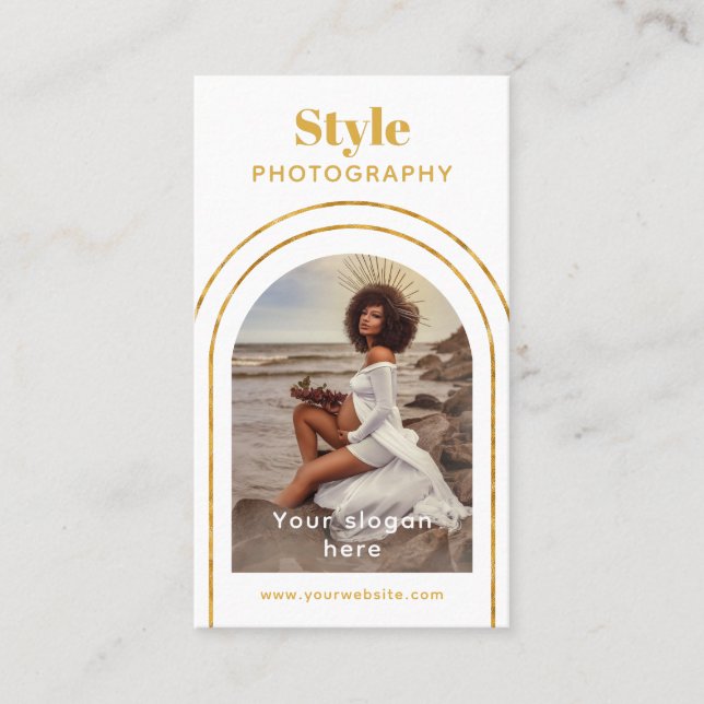 Stylische moderne Script Foto QR Code Fotografie Visitenkarte (Vorderseite)