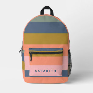 Stylische moderne Streifen schöne Erdtöne individu Bedruckter Rucksack
