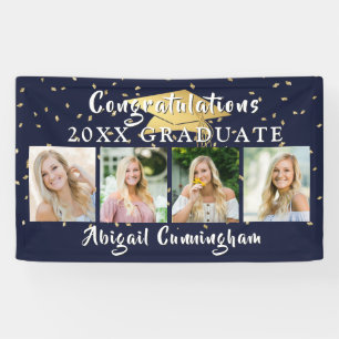 Stylische Navy Gold Herzlichen Glückwunsch Graduat Banner