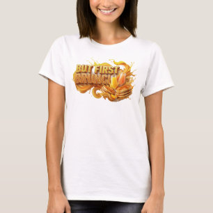 Stylische Orange ABER ZUERST BRUNCH 3D-Textkunst T-Shirt