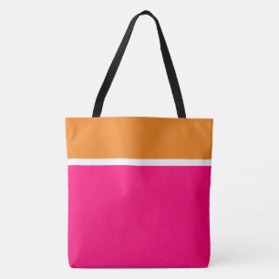 Stylische orange-weiße Streifen auf strahlendem Ro Tasche