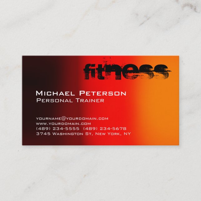 Stylische Red Yellow Brown Fitness Business Card Visitenkarte (Vorderseite)