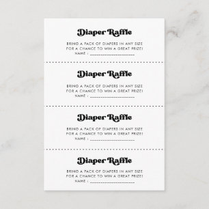 Stylische Retro Diaper Raffle-Spielkarte Begleitkarte
