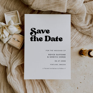 Stylische Retro-Hochzeit in Schwarz-Weiß Save The Date
