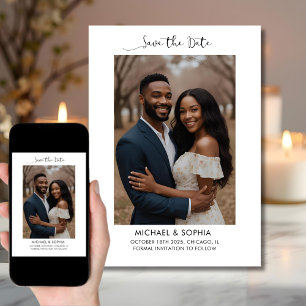 Stylische Save-the-Date-Foto-Hochzeitsankündigung Save The Date