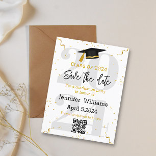 stylische Save the Date QR-Code Abschluss 2026 Ankündigungspostkarte