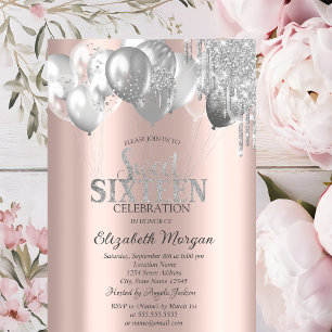 Stylische Schicke Glitter-Tropfen-Ballons Einladung