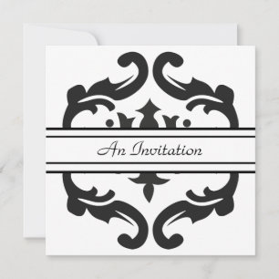 Stylische Schwarz-Weiß-Damask-individuelle Einladu Einladung