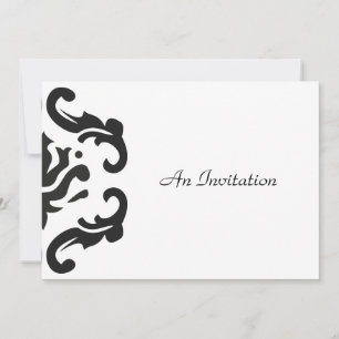 Stylische Schwarz/Weiß Damask individuelle Einladu Einladung