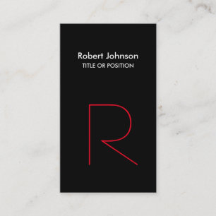 Stylische Schwarz-weiß Red Monogram Business Card Visitenkarte