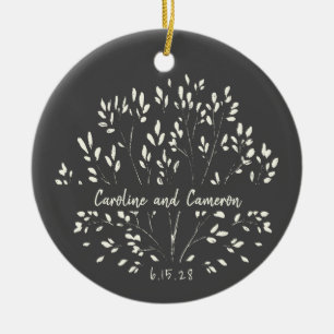 Stylische schwarze weiße botanische individuelle H Keramik Ornament