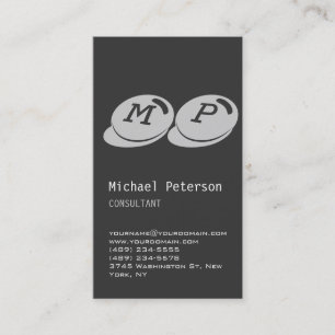 Stylische vertikale Gray Monogram Business Card Visitenkarte