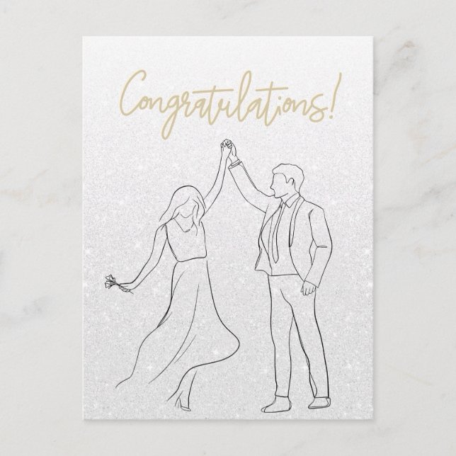 Stylische White Congratulation Wedding Card Postkarte (Vorderseite)