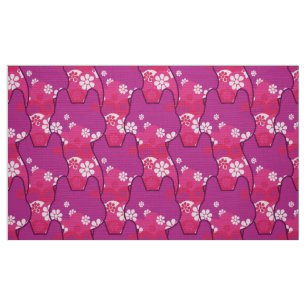 stylischer 70er Retro-Mod- Stoff - Katze Kätzchen