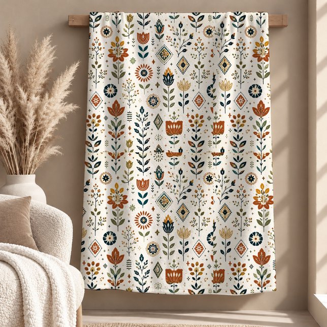 Stylischer abstrakter botanischer Regenbogen-Boho- Fleecedecke (Stylish Abstract Botanical Rainbow Boho Blanket)