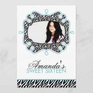 Stylischer Aqua Frame 16 . Geburtstag Einladung